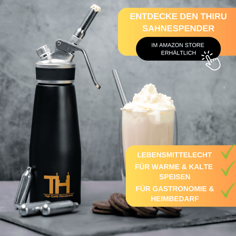 Thiru Sahnekapseln für Sahnespender - N2O Patronen für Sahnesyphons - für alle handelsüblichen Sahnebereiter - für bis zu 500ml Volumen