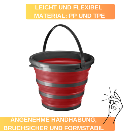 Faltbarer Eimer – 10 L • mit Henkel • platzsparend & ideal für Camping oder kleine Räume