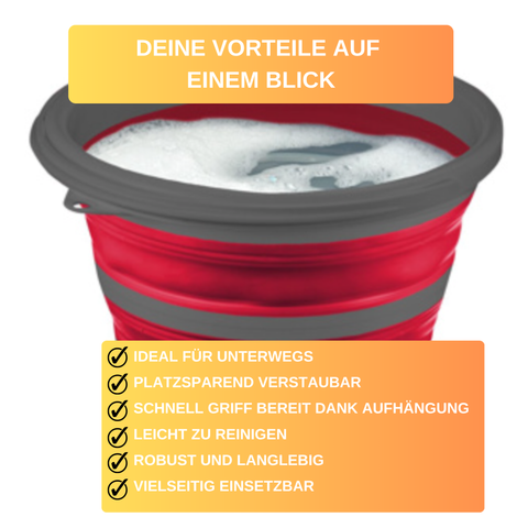 Faltbarer Eimer – 10 L • mit Henkel • platzsparend & ideal für Camping oder kleine Räume