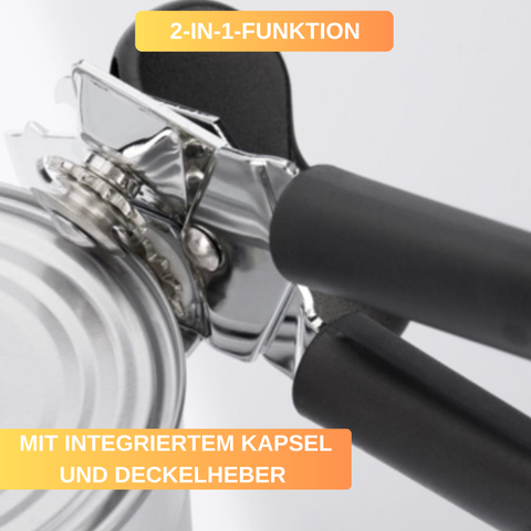 Zangendosenöffner »Gallant« – mit gehärtetem Schneidrad, Kapselheber & Deckelheber • müheloses Öffnen dank großem Drehknauf