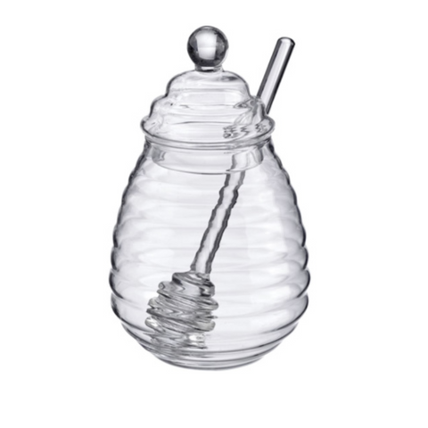 Honigtopf »Melli« – 400 ml • aus Borosilikatglas • mit Honiglöffel zum Portionieren