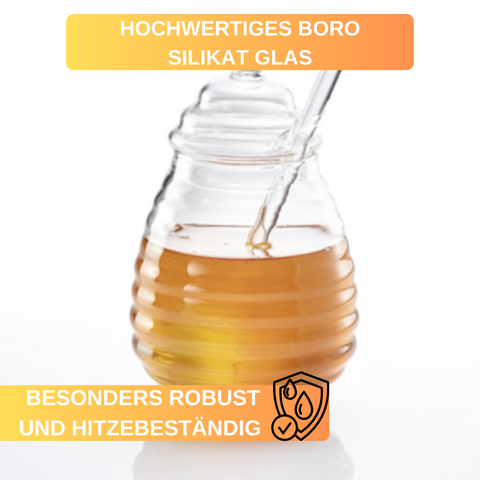 Honigtopf »Melli« – 400 ml • aus Borosilikatglas • mit Honiglöffel zum Portionieren