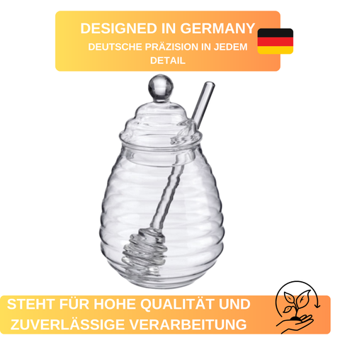 Honigtopf »Melli« – 400 ml • aus Borosilikatglas • mit Honiglöffel zum Portionieren