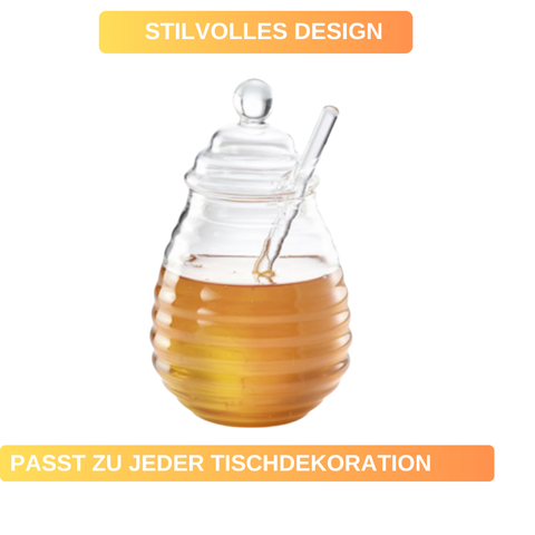 Honigtopf »Melli« – 400 ml • aus Borosilikatglas • mit Honiglöffel zum Portionieren