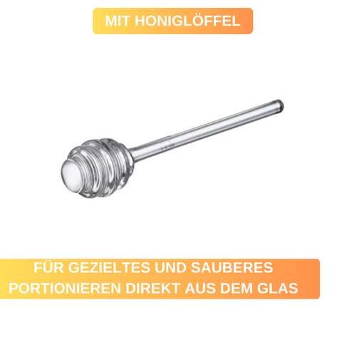 Honigtopf »Melli« – 400 ml • aus Borosilikatglas • mit Honiglöffel zum Portionieren