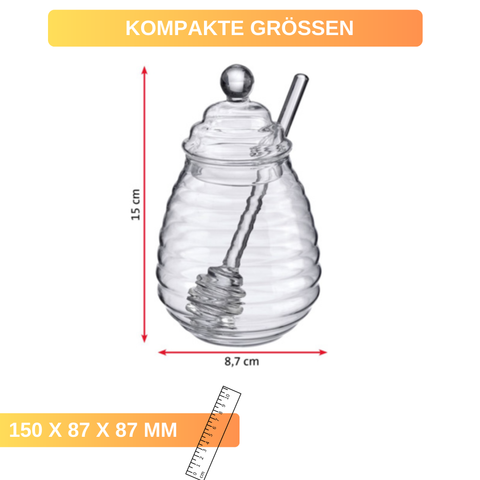 Honigtopf »Melli« – 400 ml • aus Borosilikatglas • mit Honiglöffel zum Portionieren