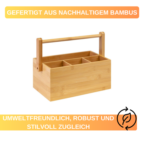Tischbutler »Tapas + Friends« – 4-Fächer-Organizer aus Bambus • stilvoll & funktional