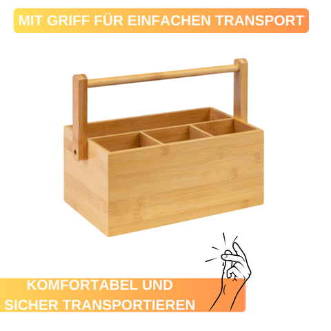 Tischbutler »Tapas + Friends« – 4-Fächer-Organizer aus Bambus • stilvoll & funktional