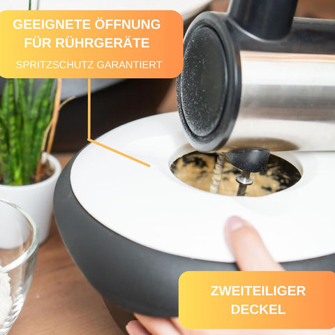 Rühr-und Backschüssel - Quirltopf - mit Spritzschutz Deckel - Rutschfest & BPA frei - inkl. 50 Backrezepte - Made in Germany