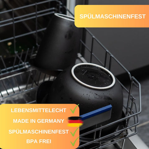 Rühr-und Backschüssel - Quirltopf - mit Spritzschutz Deckel - Rutschfest & BPA frei - inkl. 50 Backrezepte - Made in Germany