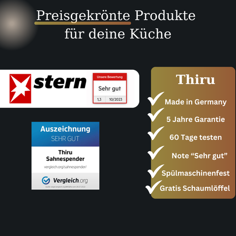 Thiru Spätzlepresse Premium inkl. GRATIS SCHAUMLÖFFEL - Ideal für Spätzle, Kartoffeln, Spagettieis, Säfte