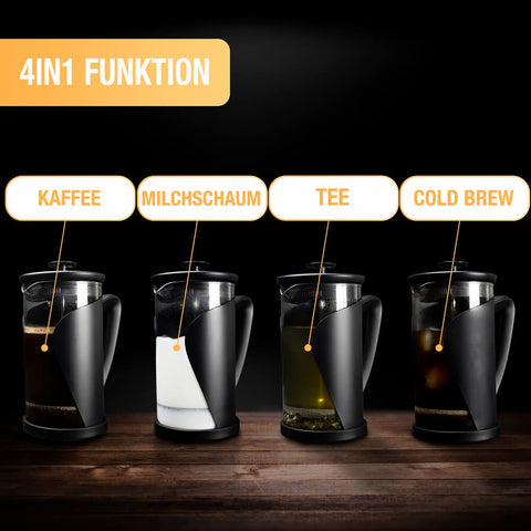 Kaffee, Milchschaum, Tee und Cold Brew