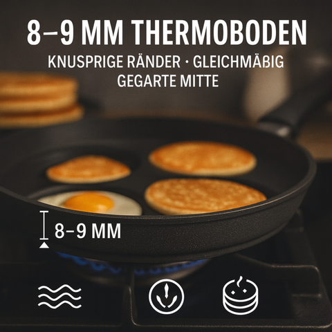 Lieblingspfanne Spiegeleipfanne - Pfannekuchen 26 cm – Liwanzenpfanne aus Aluminium-Guss, Antihaft-Beschichtung, Thermoboden 8–9 mm, wackelfreier Griff – für Induktion, Gas, Elektro & Glaskeramik – handgegossen