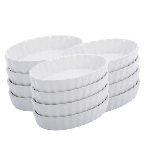 Thiru Porzellanschälchen 4-tlg. – ovale Dessertschalen aus Porzellan, ofenfest bis 250 °C, spülmaschinengeeignet