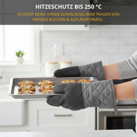 Thiru Ofenhandschuhe 2er Set – hitzebeständig, rutschfester Halt, sicher für Backofen & Kochgeschirr