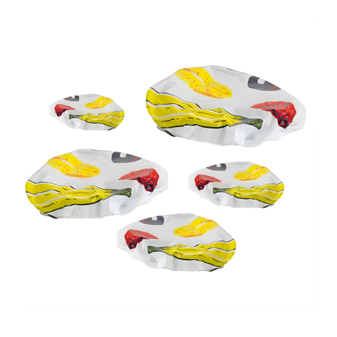 Thiru Frischhaltedeckel-Set 5-teilig – wiederverwendbare Topf- und Schüsselhauben Ø 9-25 cm mit Gummizug