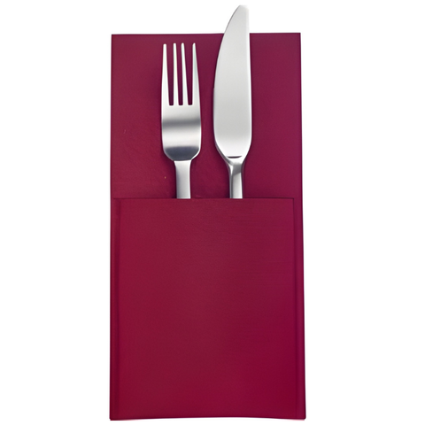 Thiru Bestecktaschen-Set 4-teilig – Rot – für Besteck & Serviette, abwaschbar