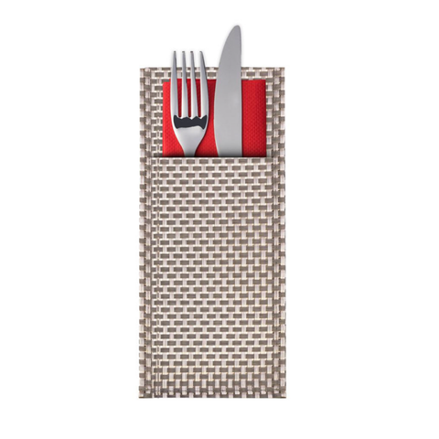 Thiru Bestecktaschen-Set 6-teilig – Grau/Silber, abwaschbar & formstabil für Besteck & Serviette