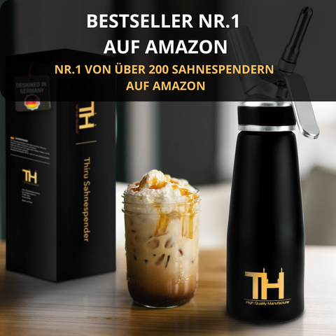 Thiru Sahnespender 500ml inkl. 3 Edelstahl Tüllen - Sahnesyphon mit E-Book