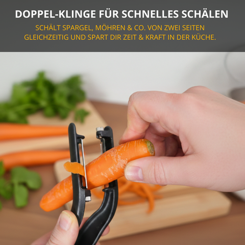 Thiru Spargelschäler – Doppelschäler mit 2-Klingen­System für Spargel, Möhren & Langgemüse