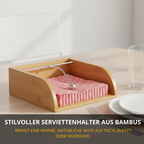 Thiru Serviettenhalter „Tapas + Friends“ – Bambus mit Windschutz-Kugel, ideal für Tisch & Terrasse