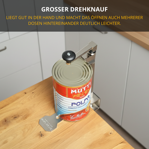Dosenöffnermaschine „Sieger Clou 30“ – Profi-Tischgerät für Dosen bis 55 cm Höhe, Edelstahl-Schneideelemente