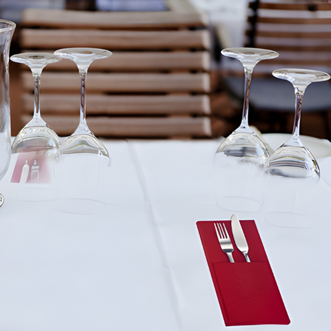 Thiru Bestecktaschen-Set 4-teilig – Rot – für Besteck & Serviette, abwaschbar