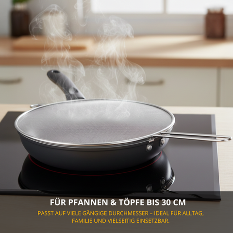 Thiru Spritzschutzdeckel ø 30 cm aus rostfreiem Edelstahl und engmaschigem Netz