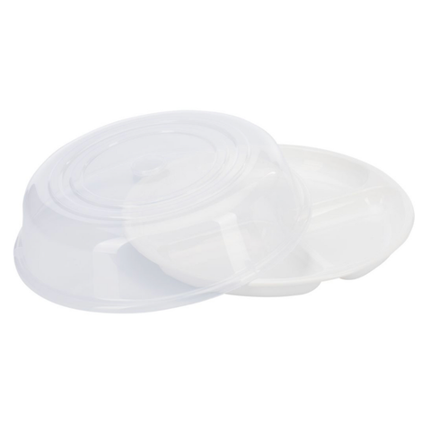 Thiru Mikrowellen-Abdeckhaube Ø 25 cm – transparenter Kunststoff-Deckel, spritzgeschützt, spülmaschinengeeignet, Made in Germany