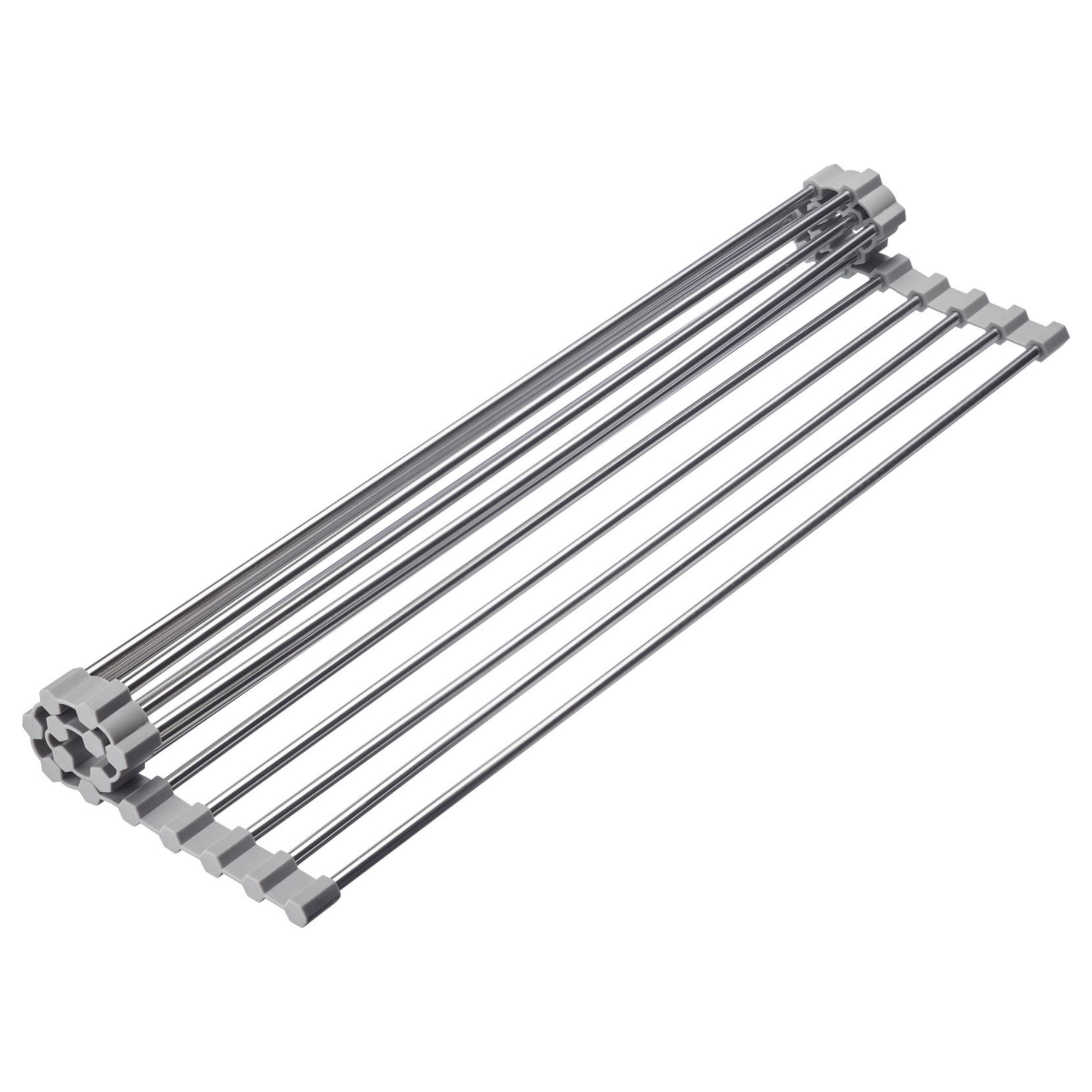 Thiru Abtropfmatte rollbar, aus rostfreiem Edelstahl - 29 cm x 47 cm, mit Silikonkante