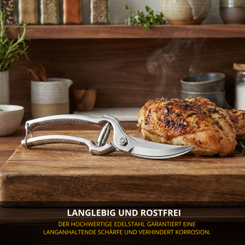 Thiru Geflügelschere Premium Küchenschere mit Federmechanismus für Rechts- und Linkshänder, Aufbewahrungshülle