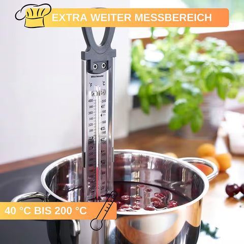 Thiru Kochthermometer – Zucker-Thermometer aus Edelstahl, 40-200 °C, quecksilberfrei