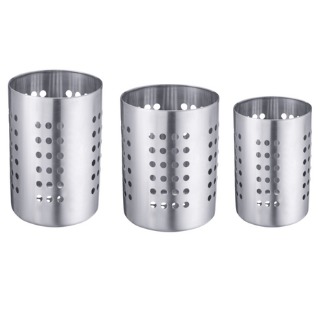 Besteckkorb-Set (3-tlg.) – Ø 68 mm, 100 mm & 120 mm • aus rostfreiem Edelstahl • ideal für Küche & Gastronomie