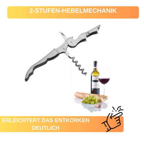 Kellnerbesteck »Profi« – mit 2-Stufen-Hebel, scharfer Klinge & Flasche – Thiru