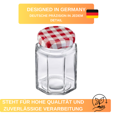 Einmachgläser - Gläser - 6 Gläser - Eckig - 190 ml - ø 58 mm