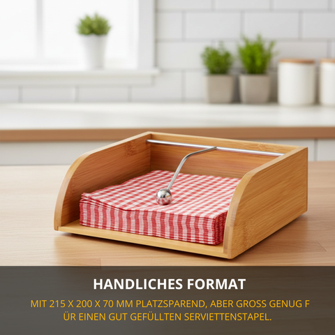 Thiru Serviettenhalter „Tapas + Friends“ – Bambus mit Windschutz-Kugel, ideal für Tisch & Terrasse