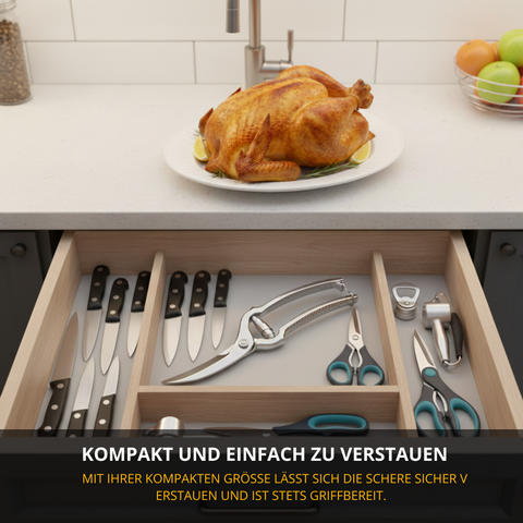 Thiru Geflügelschere Premium Küchenschere mit Federmechanismus für Rechts- und Linkshänder, Aufbewahrungshülle