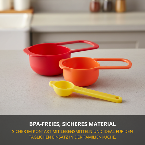 Thiru Messlöffel-Set Matroschka 6-tlg. – farbige Messbecher 7,5–250 ml, stapelbar & platzsparend