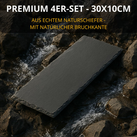Thiru Premium Schieferplatten - zum Servieren & Beschriften - Ideal als Buffet oder Käseplatte - inkl. Ersatz Gummi Füße