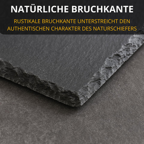 Thiru Premium Schieferplatten - zum Servieren & Beschriften - Ideal als Buffet oder Käseplatte - inkl. Ersatz Gummi Füße