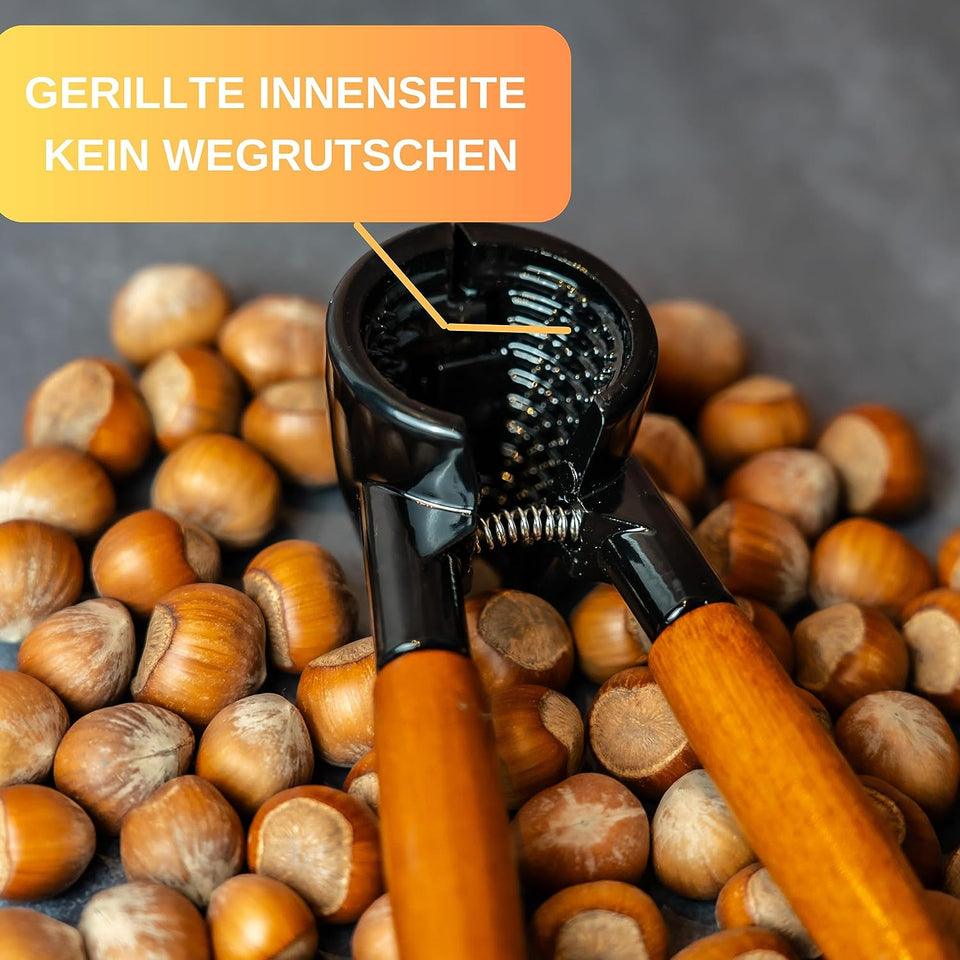 Thiru Nussknacker mit edlem Holzgriff - Ideal für Walnüsse - Knacken ohne Kernzerquetschung - Walnussknacker