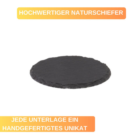 Thiru Getränkeuntersetzer Set – 8 Schiefer-Untersetzer rund Ø 10 cm mit rutschfesten Füßen