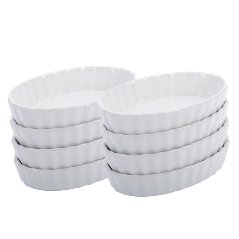 Thiru Porzellanschälchen 4-tlg. – ovale Dessertschalen aus Porzellan, ofenfest bis 250 °C, spülmaschinengeeignet