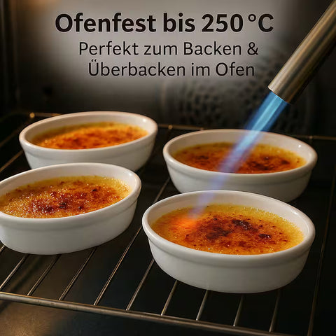 Thiru Porzellanschälchen 4-tlg. – ovale Dessertschalen aus Porzellan, ofenfest bis 250 °C, spülmaschinengeeignet