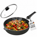 Lieblingspfanne Bratpfanne 24-28 cm Ø - flach oder hoher Rand - Für alle Herdarten & Induktion - mit Glasdeckel & 4D Antihaft-Veredelung - für krosses Anbraten & Röstaromen - 100 Tage testen - inkl. E-Book