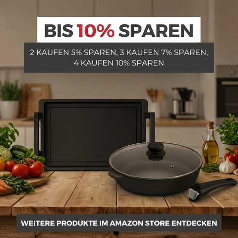 Lieblingspfanne Bratpfanne 24-28 cm Ø - flach oder hoher Rand - Für alle Herdarten & Induktion - PFAS-frei mit 4D Antihaft-Veredelung - für krosses Anbraten & Röstaromen - 100 Tage testen - inkl. E-Book