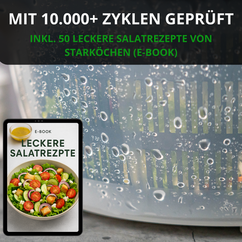 Thiru Salatschleuder 5L - BPA FREI - 2in1 Schleuder & Salatschüssel - Ausgezeichnet mit Note sehr gut