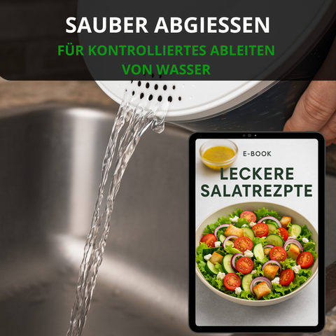 Thiru Salatschleuder 5L - BPA FREI - 2in1 Schleuder & Salatschüssel - Ausgezeichnet mit Note sehr gut