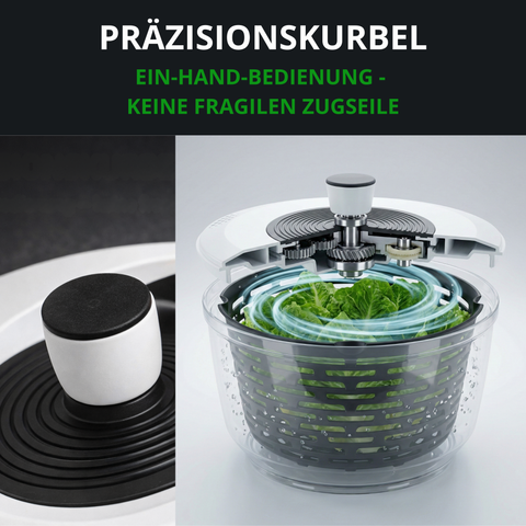 Thiru Salatschleuder 5L - BPA FREI - 2in1 Schleuder & Salatschüssel - Ausgezeichnet mit Note sehr gut