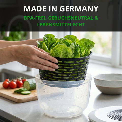 Thiru Salatschleuder 5L - BPA FREI - 2in1 Schleuder & Salatschüssel - Ausgezeichnet mit Note sehr gut